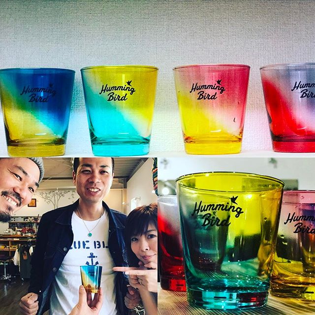 うちの店の為に作られたかのようなグラス。もっちゃんありがとね〜！ 冷たい飲み物はハミングラスでお召し上がり下さい^_^